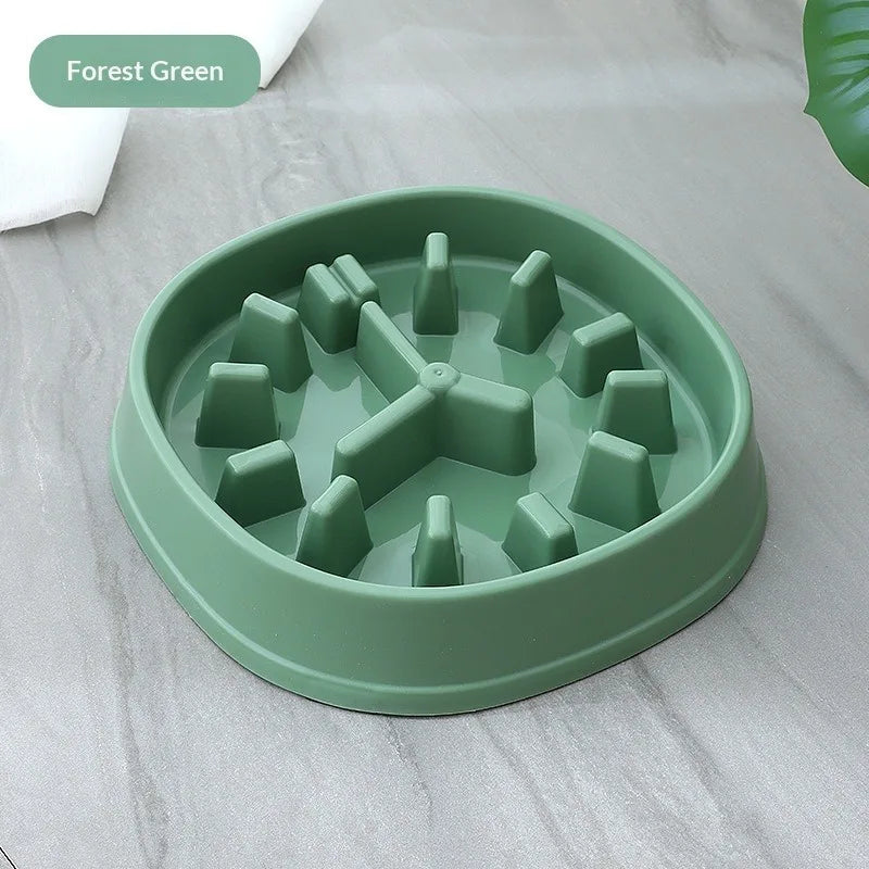 Showlu Fashion Store slow feeder dog bowl in clock shape, thick plastic, anti-choking design, easy to clean pet food basin