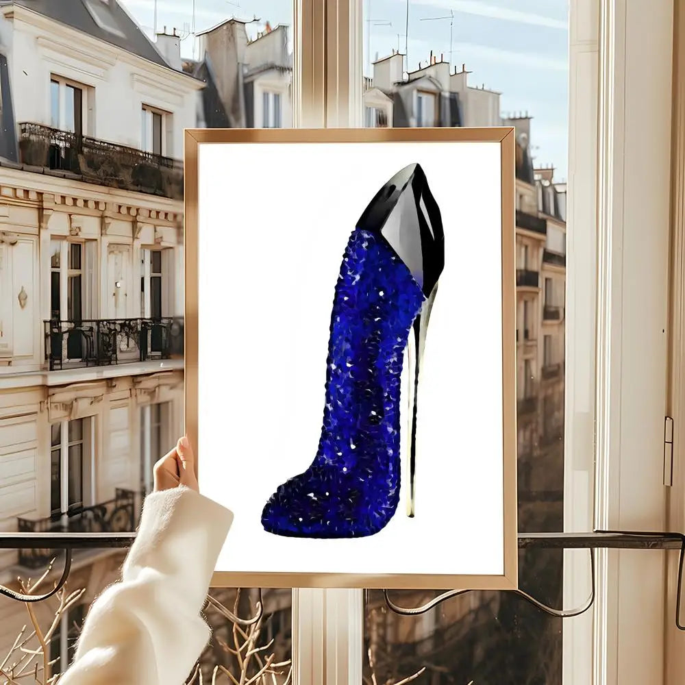 Showlu Fashion perfume bottle displayed as modern Nordic wall art poster on paper mural, stylish home decor accent.