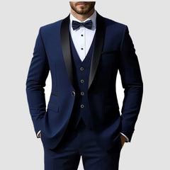 Men's Formal Suit Set Business Casual Slim Fit Tuxedo for Wedding, Long Sleeve Notch Lapel, Groom