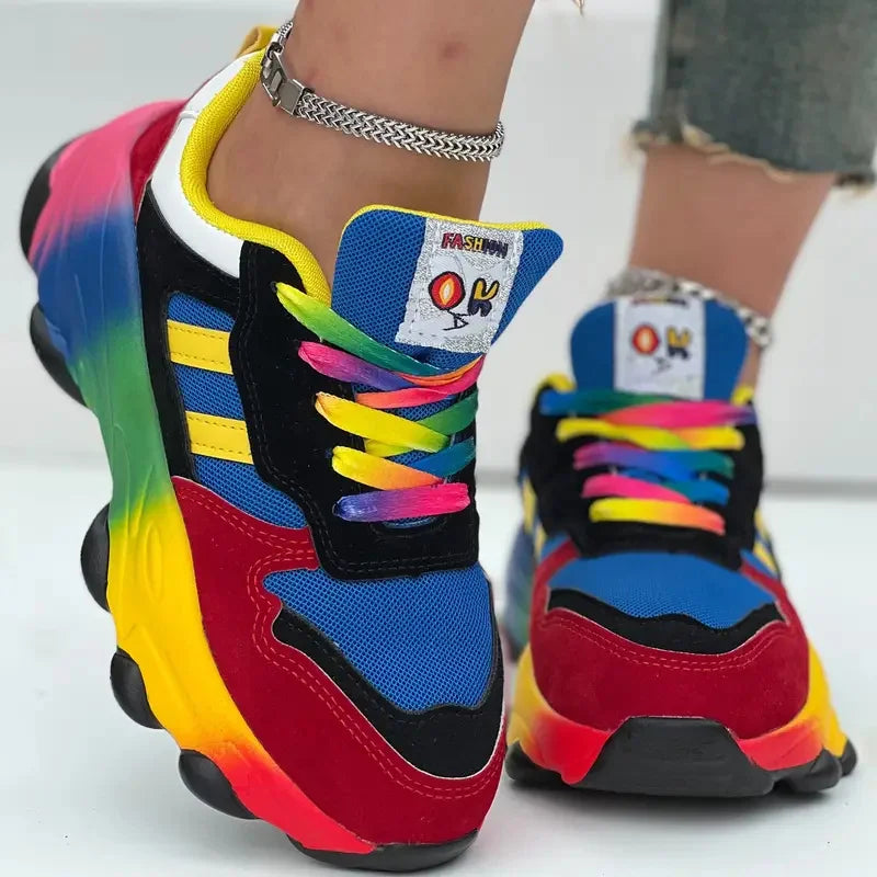 Colorful Roar Uthaug women's platform sneakers with lace-up design and sporty look, perfect for running and casual wear.