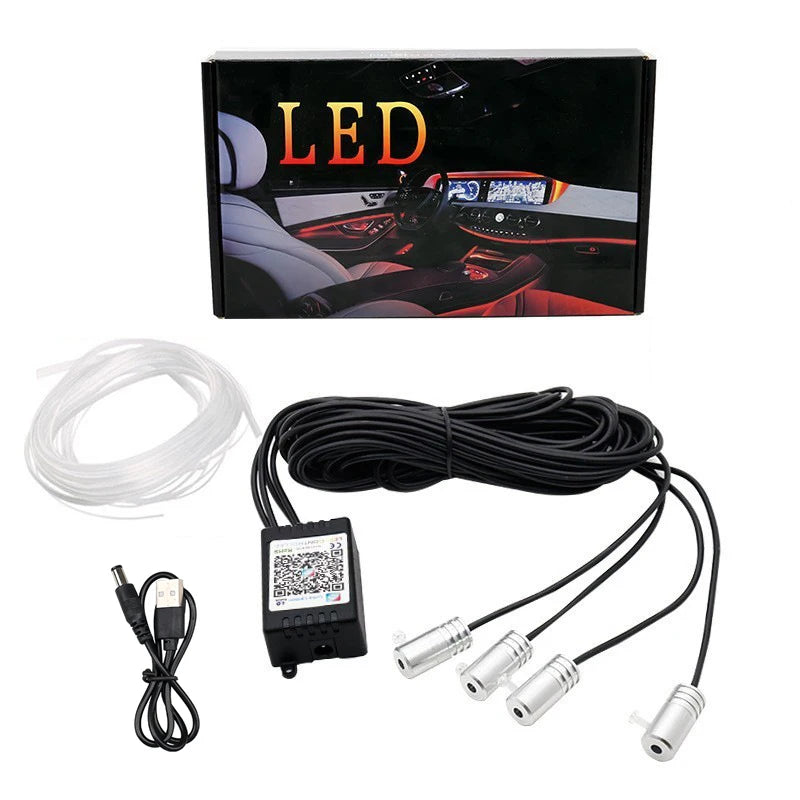 Showlu Smart RGB car interior ambient light strip with app control and music sync, featuring 12V LED strip for customizable interior lighting.