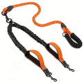 Showlu Reflective Double Dog Leash made of nylon, featuring a no-tangle design for walking two dogs simultaneously.
