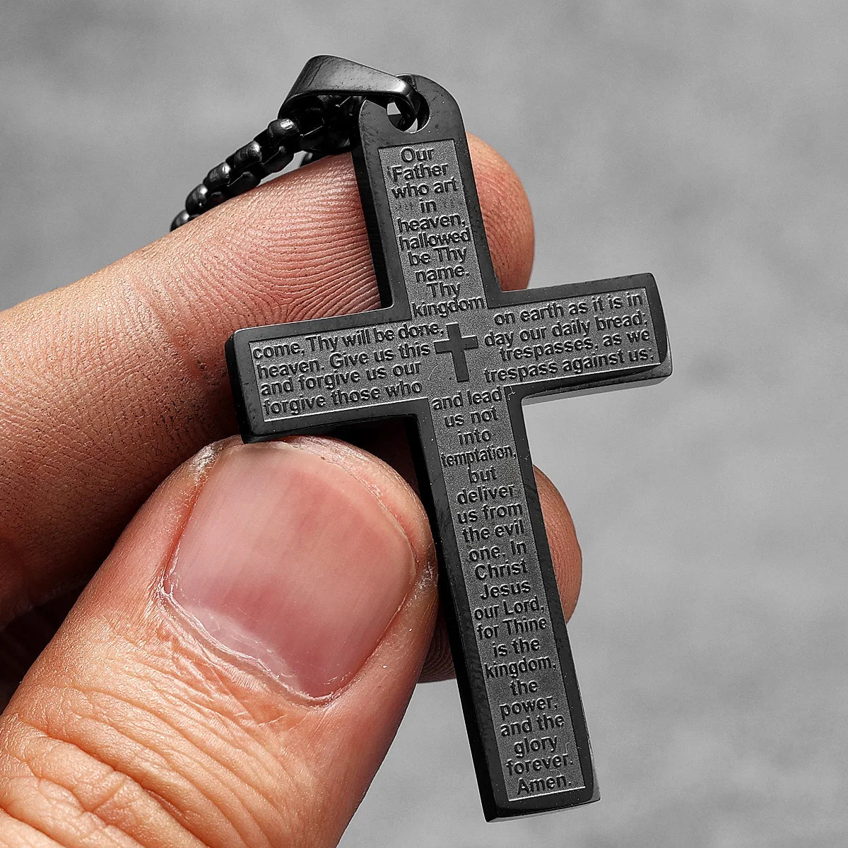 Stainless steel cross pendant necklace from Metal Town by Showlu Fashion, featuring a punk religious jewelry style.