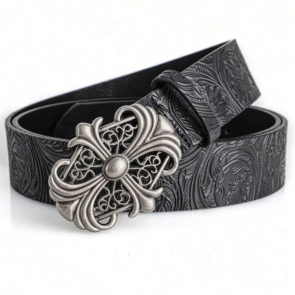 Retro men's bohemian style belt with personalized punk rock design, suitable for jeans, dresses, and casual wear.