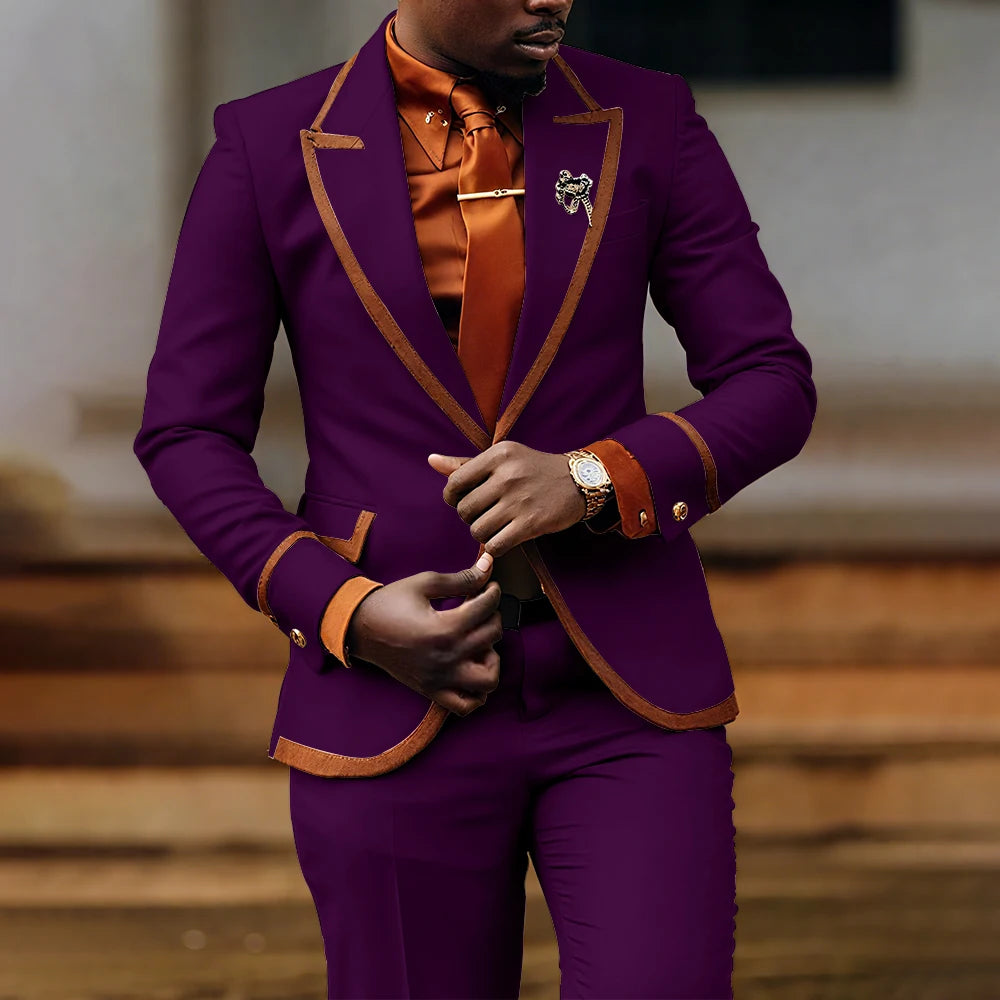 Men's slim fit formal suit by Showlu Fashion Store, featuring a tailored jacket and pants for evening parties and business events.