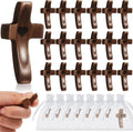 Set of 12 wooden calming crosses with organza bags, stress relief fidget crosses for religious comfort and baptism church use.