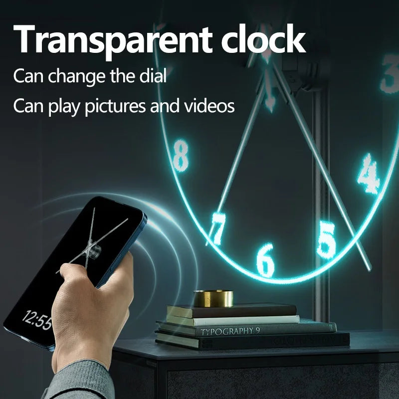 Showlu Smart General LED wall clock projector displaying time projection on a wall in a modern living space.