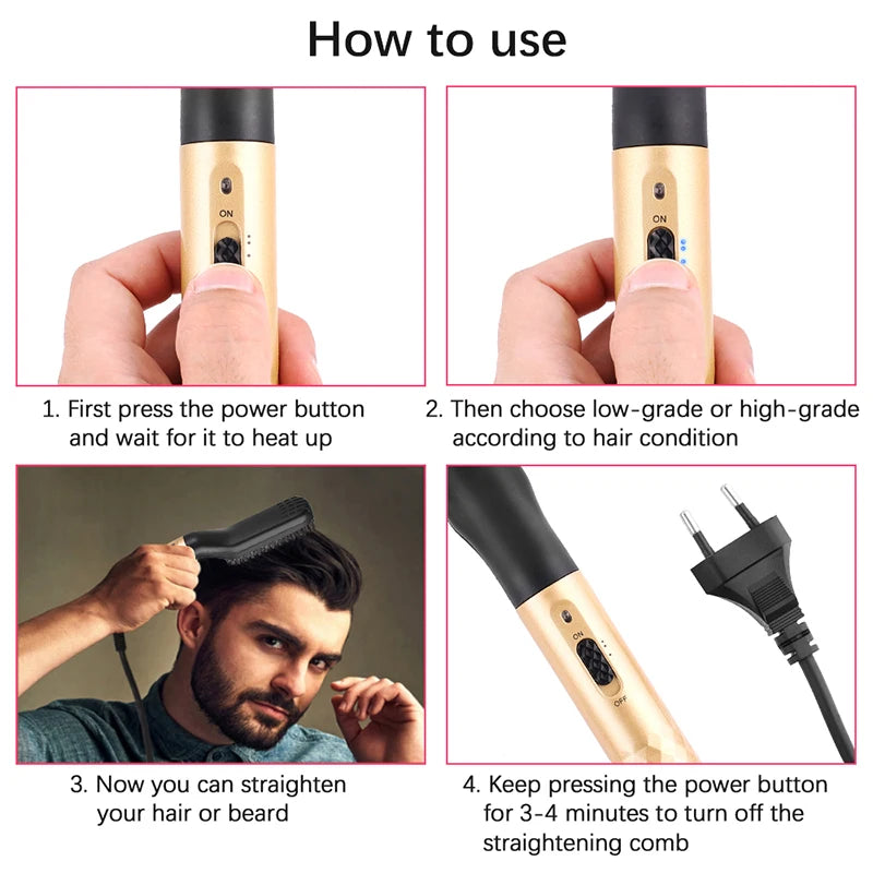 Showlu Smart General beard straightening comb with heated plates and ergonomic handle for smooth, styled facial hair.