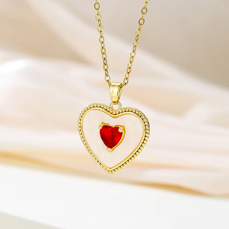 Heart-shaped pendant necklace by ZHIXUN featuring hollow zinc alloy design, perfect for party jewelry, shown in a close-up image.