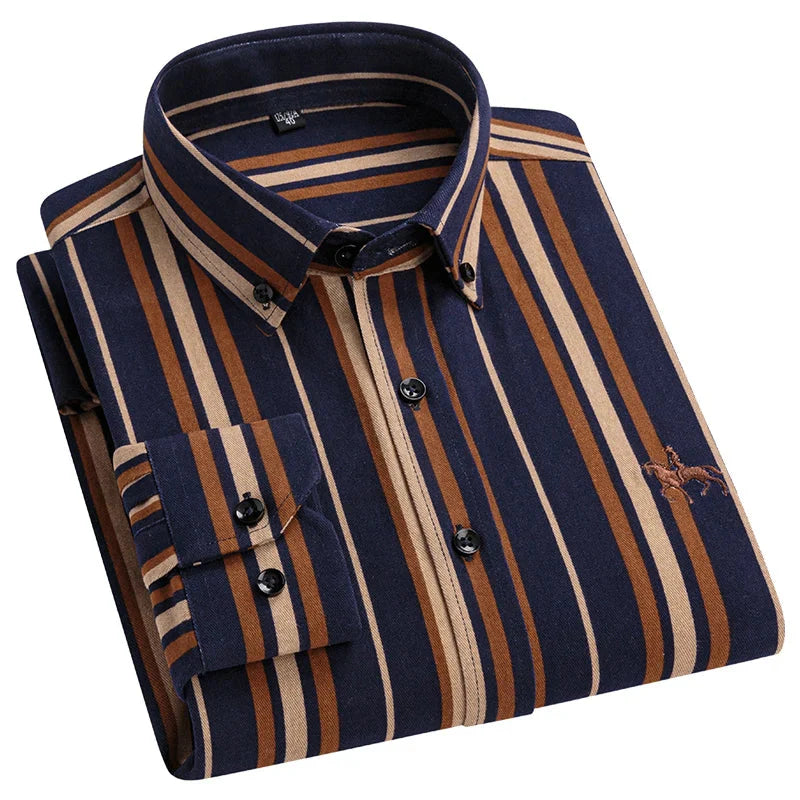 Men's slim fit casual long-sleeve shirt in 100% cotton, 6XL size, from SHOWLU FASHION STORE, with a classic design.