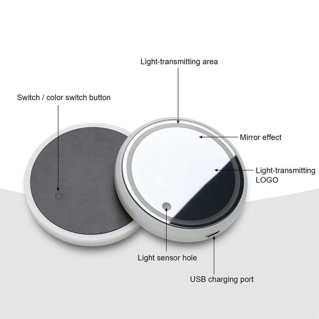 Showlu Smart LED USB cup holder light pad with ambient 5V lighting, suitable for car cup holders, providing subtle interior illumination.
