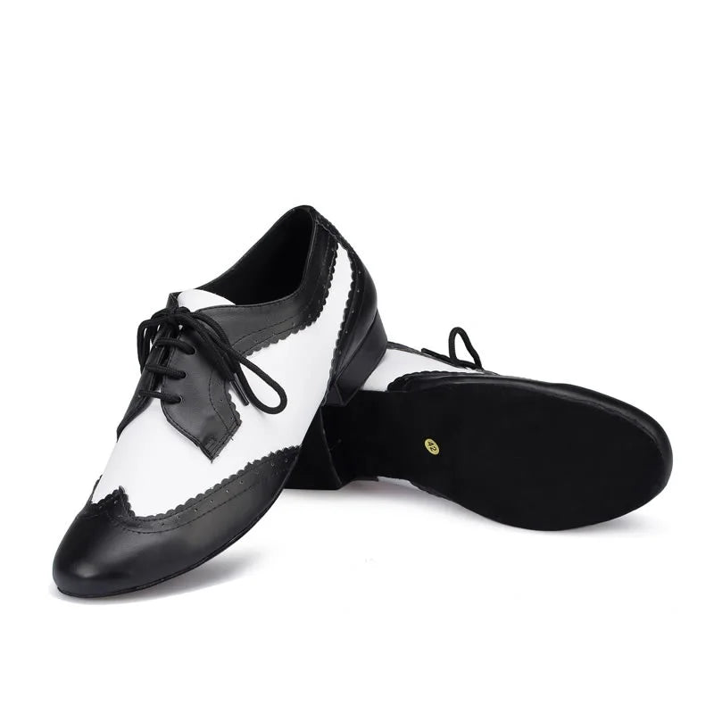 Men's modern Latin dance shoes by Showlu Fashion, soft square dance sneakers with mosaic color design suitable for prom and wedding.
