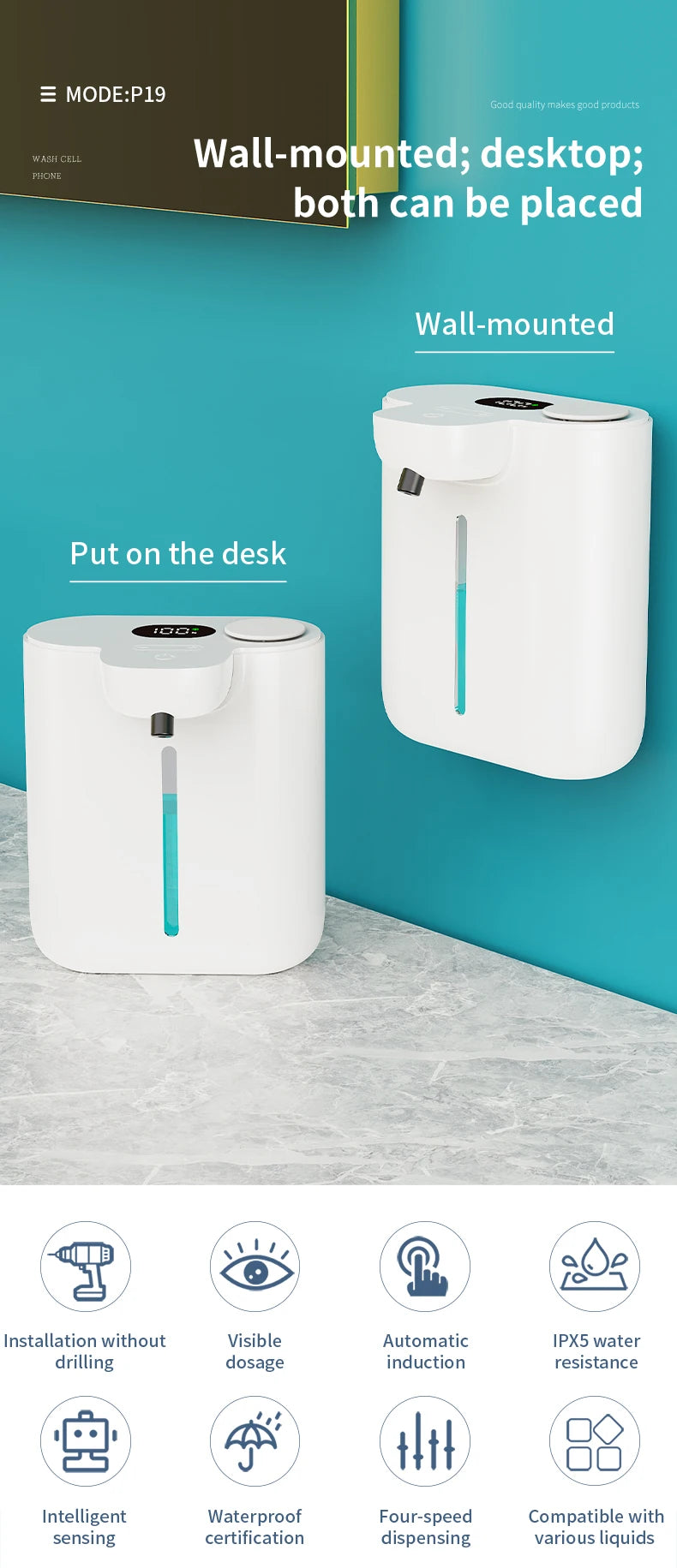 Showlu Smart General automatic soap dispenser with sensor and sleek design, ideal for hands-free soap dispensing.