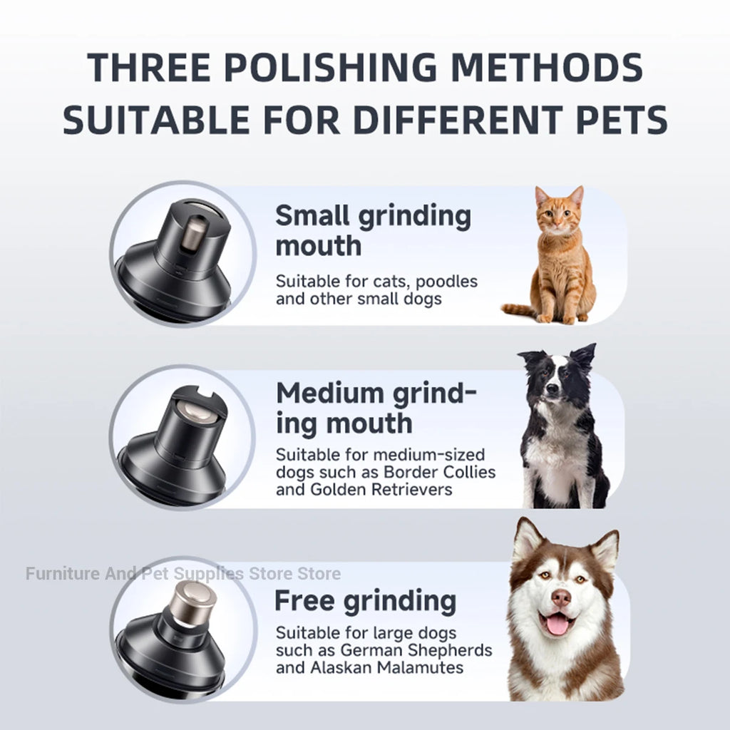 Electric dog nail grinder by Showlu Fashion Store with USB recharge, painless trimming, and polishing wheel for small and large pets.