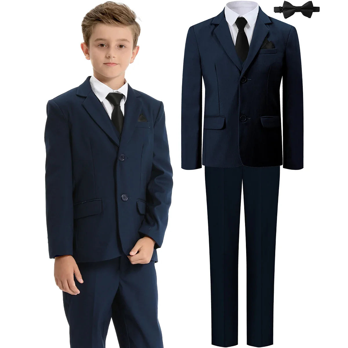 Boy's formal suit set featuring a cotton blazer and tuxedo for weddings, by SHOWLU FASHION STORE, perfect for special occasions.