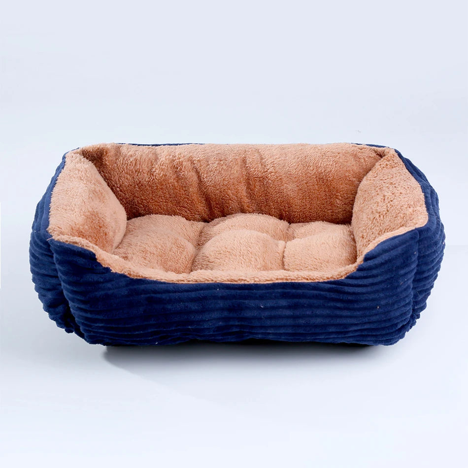 Square plush calming dog bed by Showlu Fashion, waterproof Oxford pet sofa with soft cushioning for comfort and relaxation.