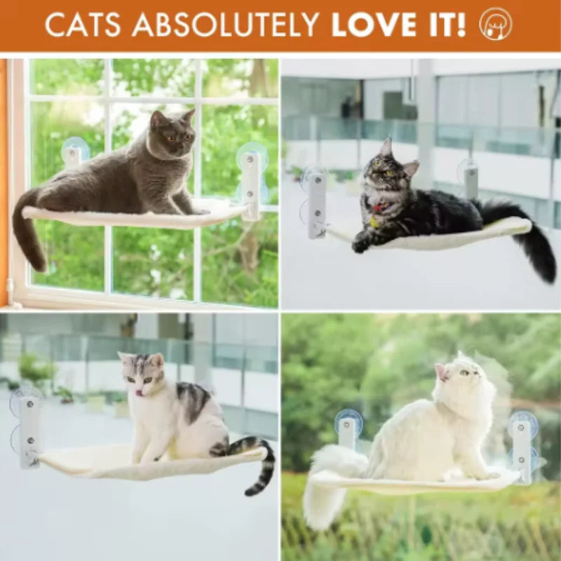 Showlu Smart General cat window hammock hanging outside a window, providing a cozy perch for cats to enjoy outdoor views.
