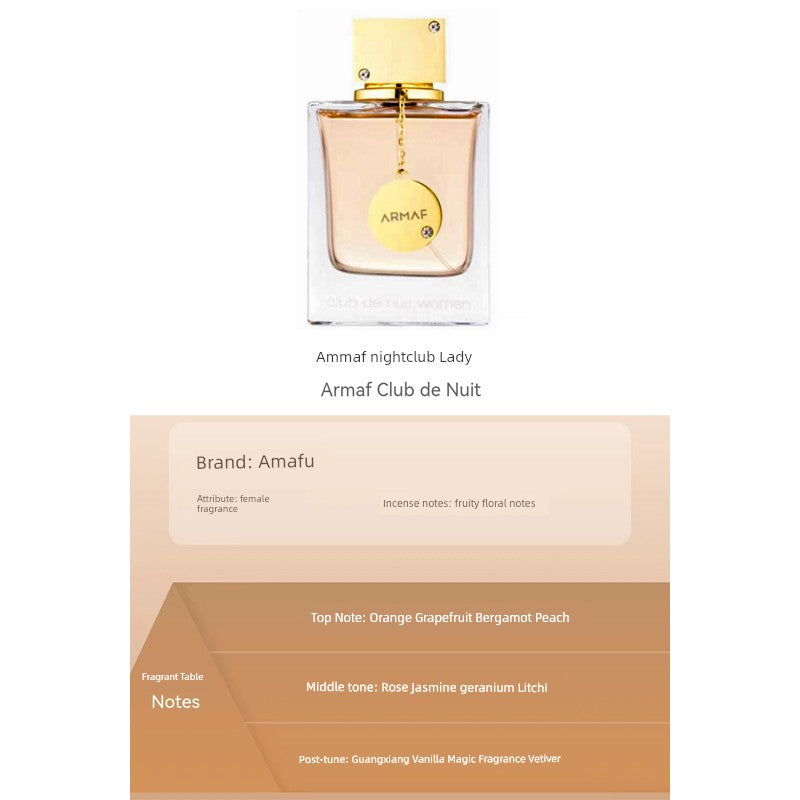 Fruity floral Armaf Club de Nuit Woman EDP perfume sample for women, shown in a clear vial with floral and fruity notes visible.