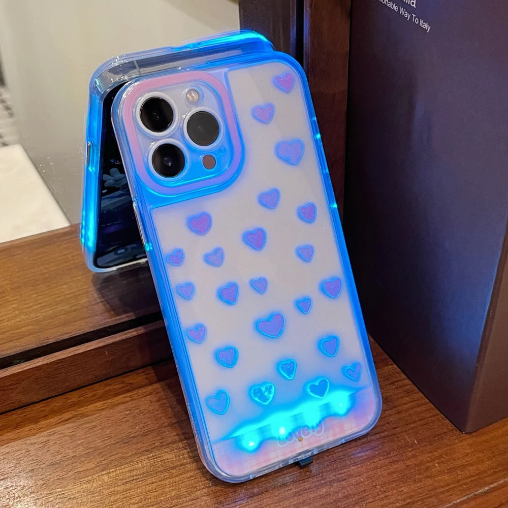 Showlu Smart General LED phone case with built-in lighting, clear view of the colorful illuminated design on the phone.