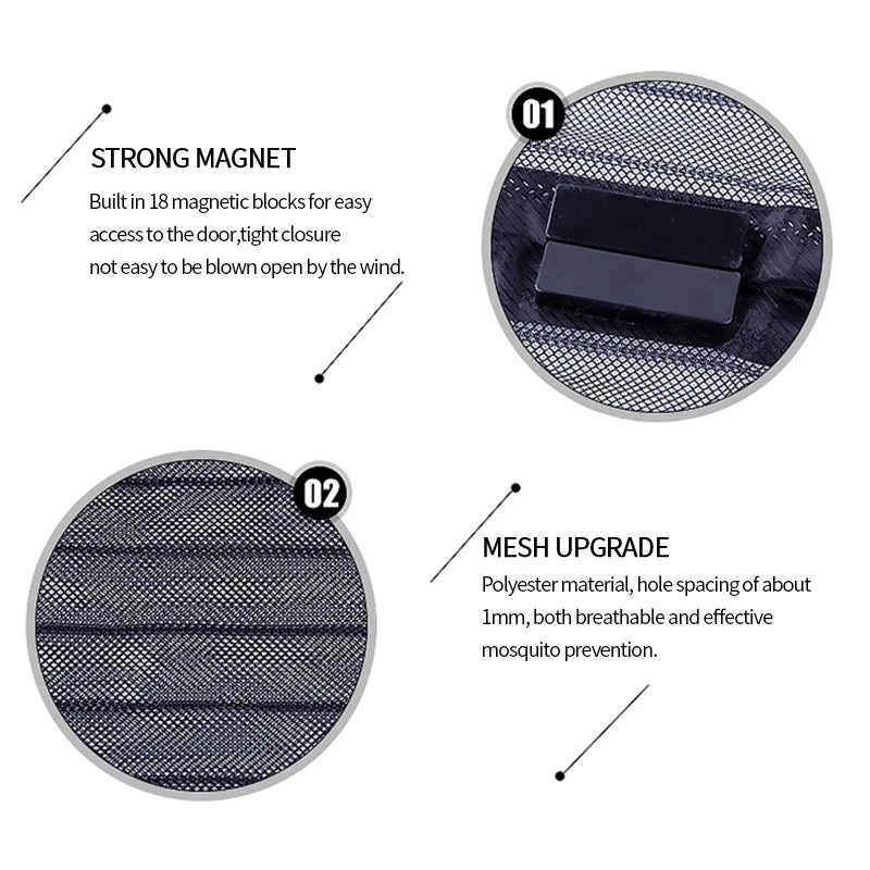 Showlu Smart General magnetic mesh door curtain with self-adhesive anti-mosquito screen, featuring fine mesh and easy installation.