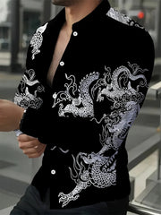2025 New Men's Casual Street Printed Shirt Fashion Casual Spring and Autumn Long Sleeve Collar Shirt Top