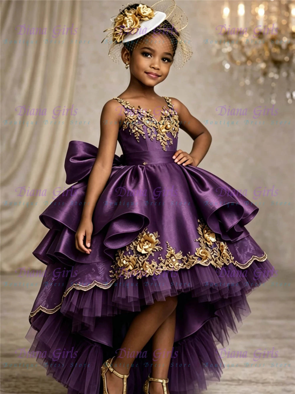 Lovely Quality Flower Girl Dress Blue Satin Fluffy For Girls Wedding Birthday Party Evening Baptism Gown Customizable Color Size