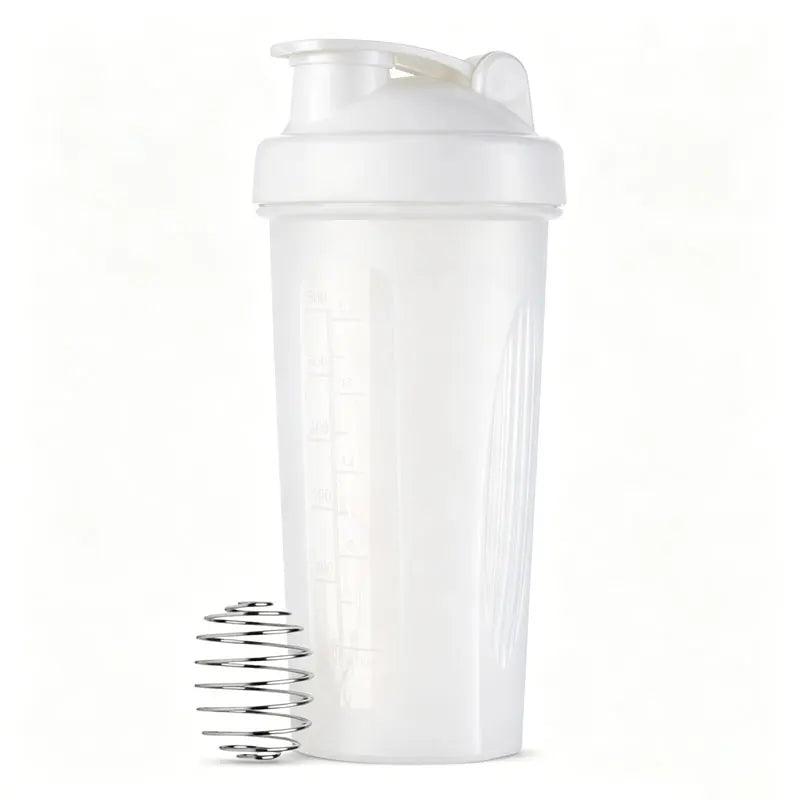 600ml Shaker Bottle 20 Oz with Stainless Steel Ball, BPA Free 20 Oz Plastic Protein Shake Leak Proof for Portable Fitness