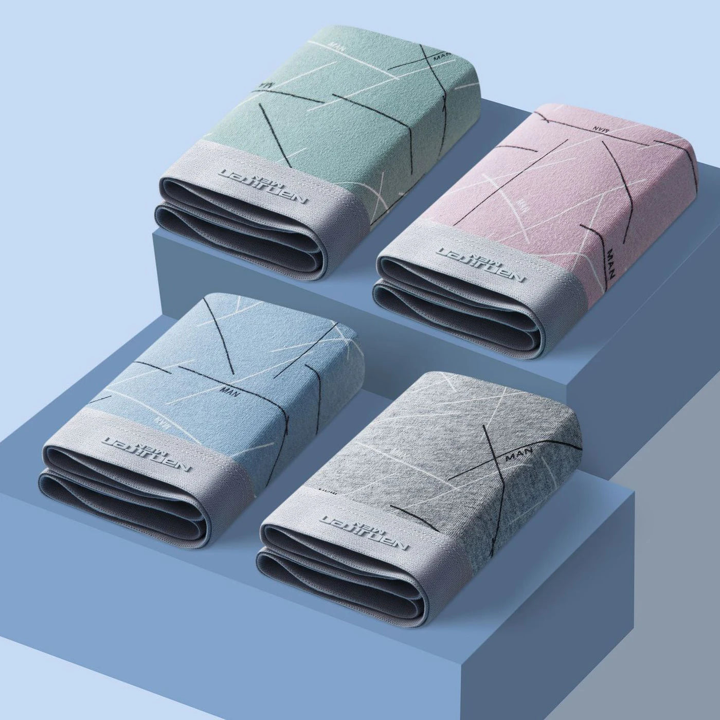 Showlu men's ice silk boxer shorts in a 4-pack, breathable underwear in size L to 6XL, featuring soft, smooth fabric for comfort.