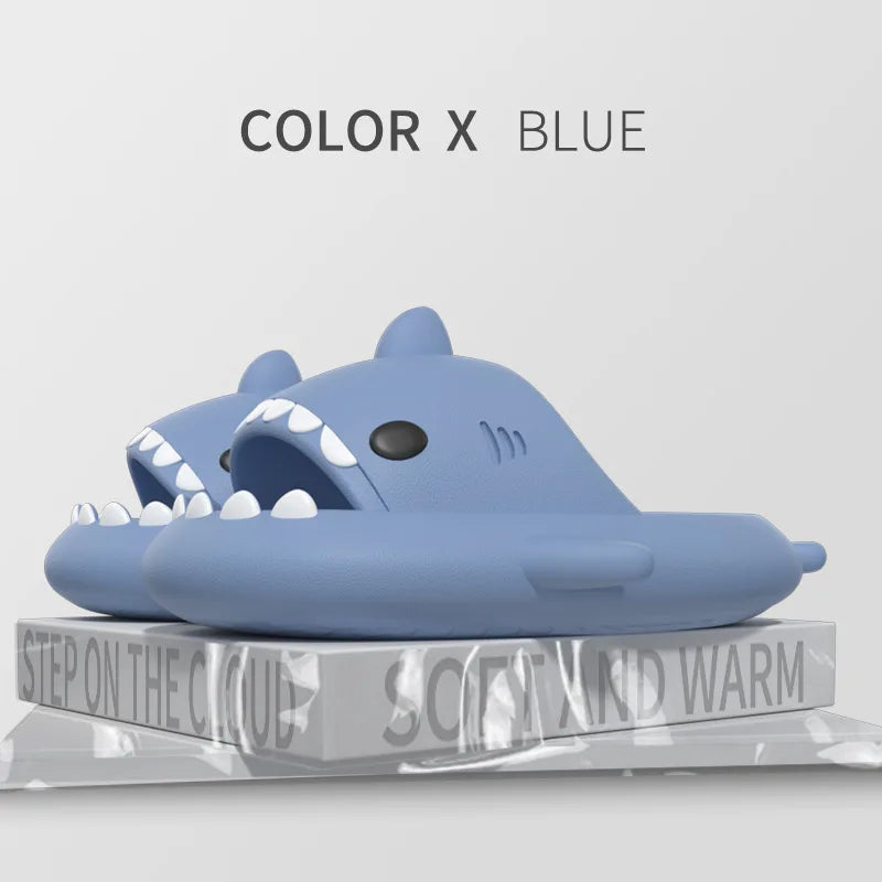 HKAZ Shark Slides by SHOWLU FASHION, non-slip EVA slippers for men, women, and kids with shark design and comfortable slip-on style.