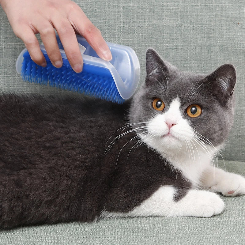 Showlu Fashion Store cat brush comb with catnip, wall-mounted scratcher and massage groomer for self-grooming and pet relaxation.