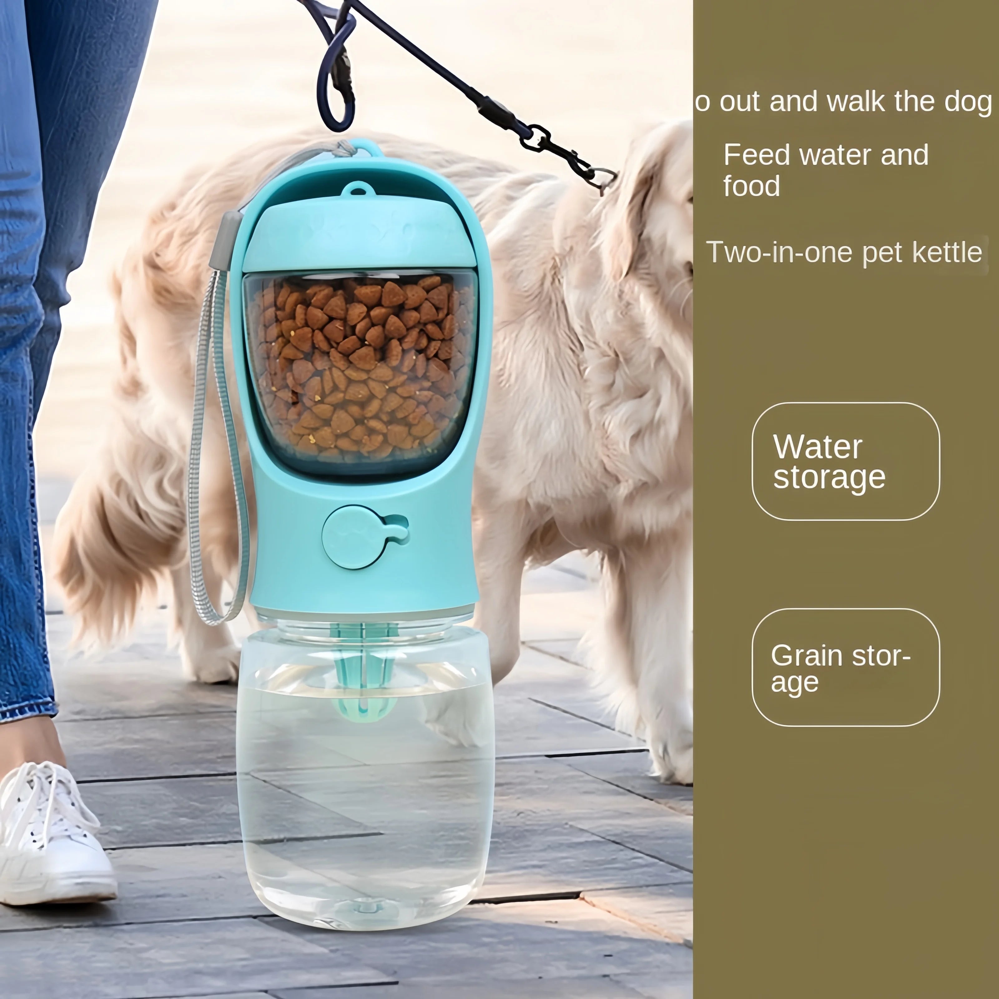 Showlu portable dog water bottle with built-in dispenser for travel, featuring a compact design for pet hydration on the go