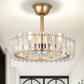 Showlu 20-inch crystal chandelier ceiling fan with flush mount caged design, featuring crystal accents and modern style.