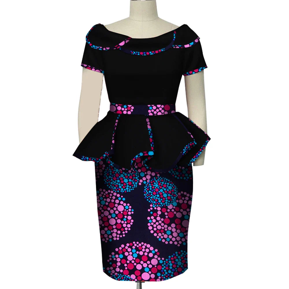 African dashiki two-piece set for women featuring a cotton skirt and top in vibrant patterns, by SHOWLU FASHION STORE.