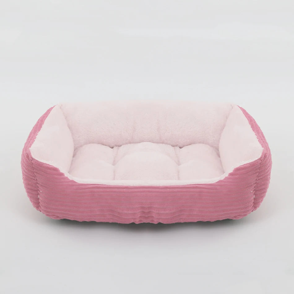Showlu Fashion square plush calming dog bed with waterproof Oxford fabric, soft pet sofa for comfort and relaxation.