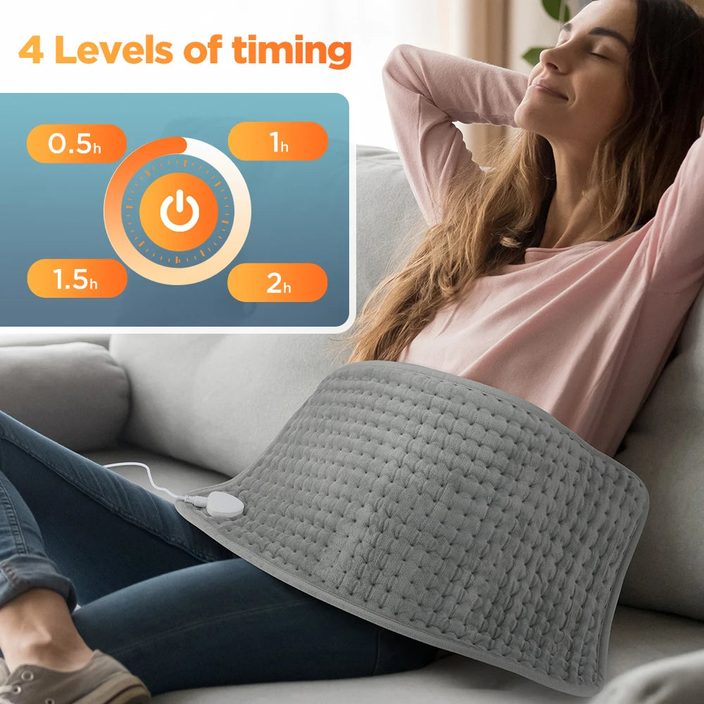 Showlu Smart Electric Heating Pad with adjustable temperature and timer, plush warm mat for cozy comfort.