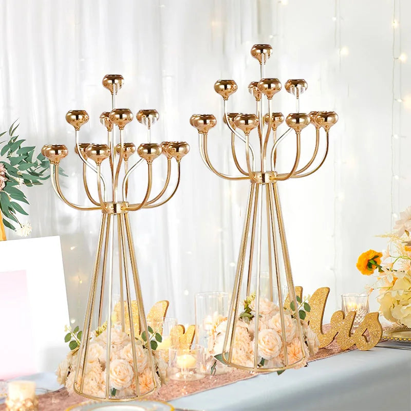 Metal Acrylic Candelabras 120 CM Height 13 Heads Candle Holders Luxury Wedding Table Centerpiece Candlesticks Home Decoration