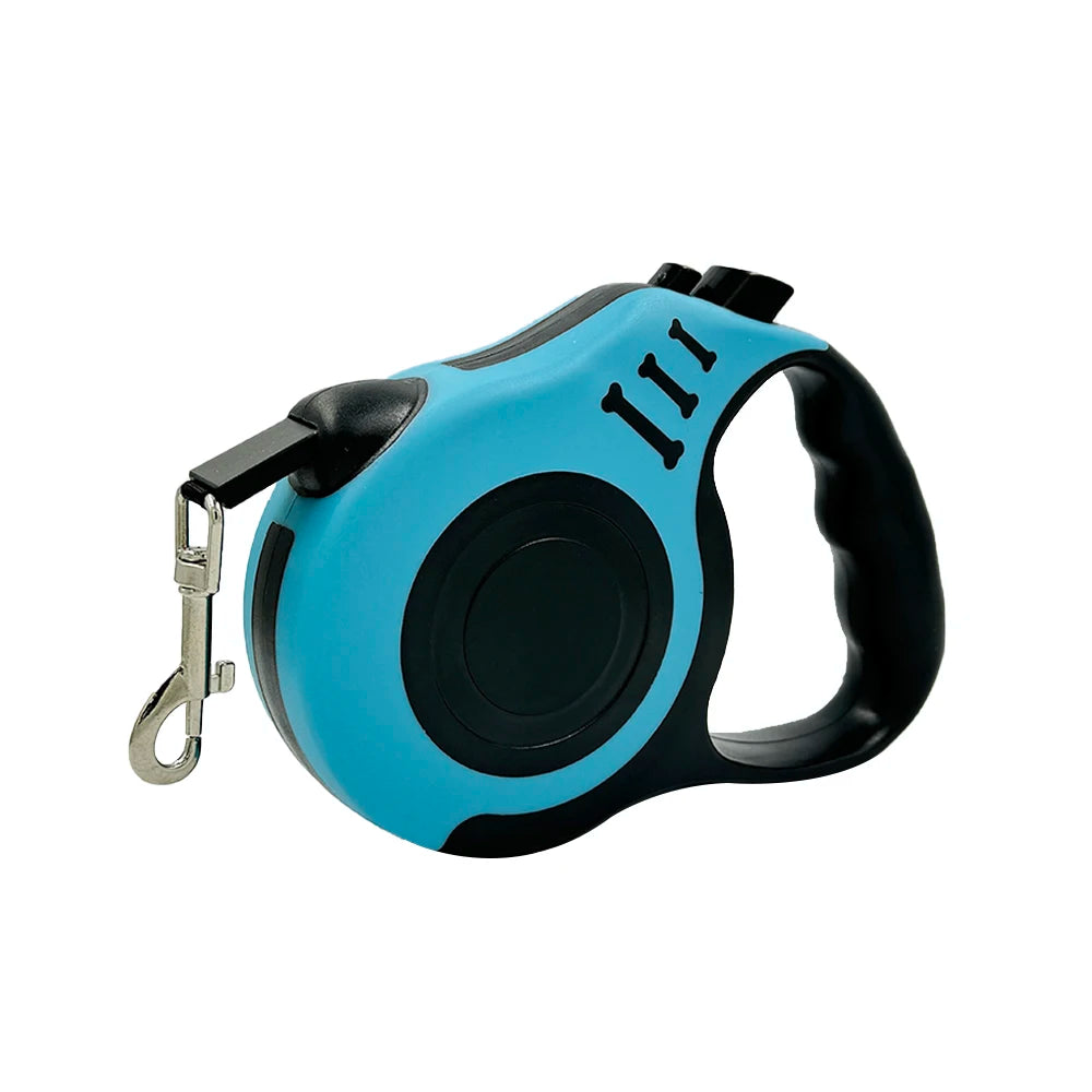 Durable nylon retractable dog leash for small dogs and puppies, 3m or 5m length, ideal for outdoor walks and hiking.