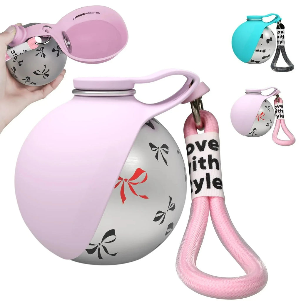 Showlu 2-in-1 portable dog water bottle with stainless steel cup, leak-proof design for pet hydration on the go.