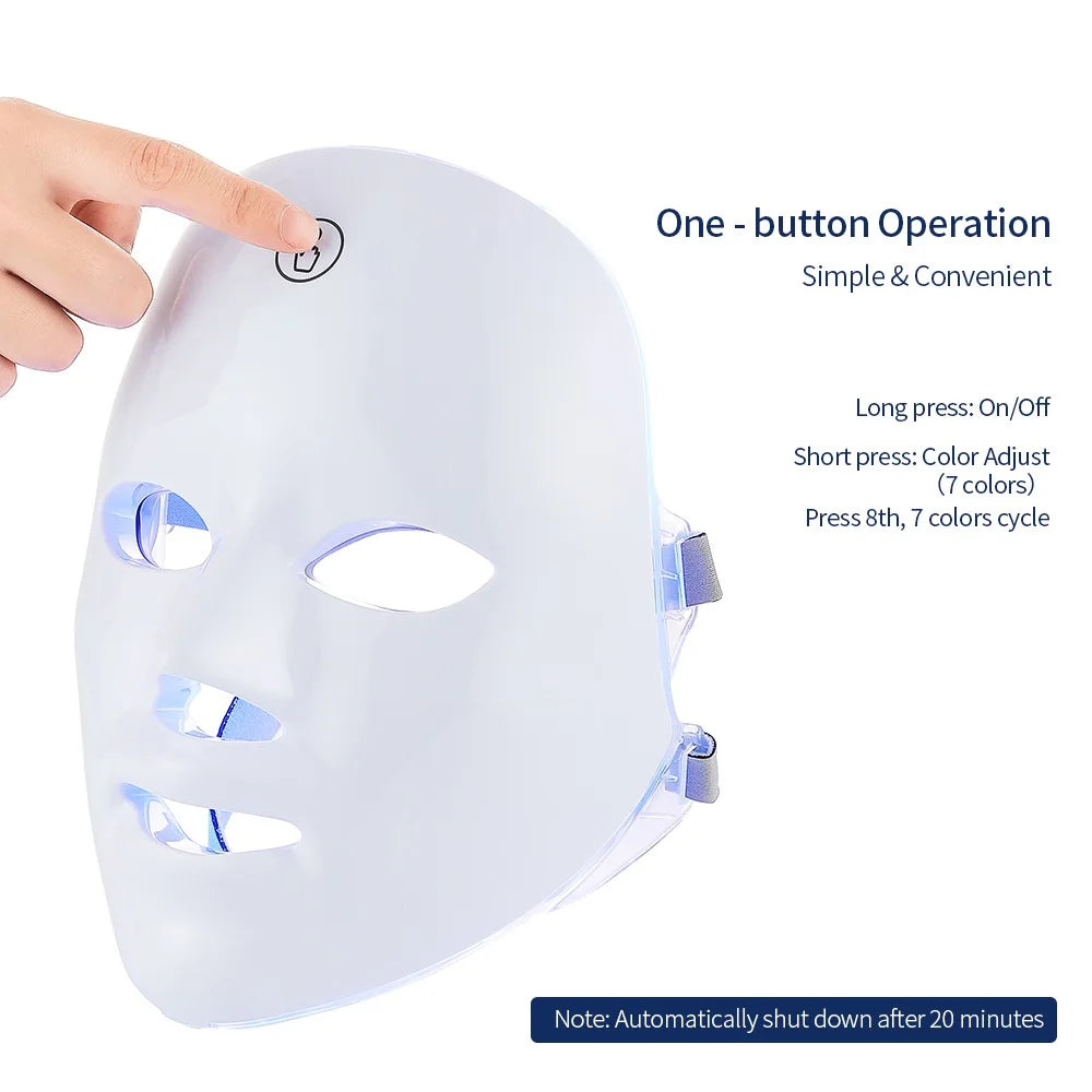 Showlu Smart General LED Face Mask Pro with adjustable straps and multiple light therapy settings, shown on a person's face.