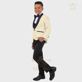 Boy's white formal tuxedo suit with jacket, vest, and pants from SHOWLU FASHION STORE, perfect for special occasions.