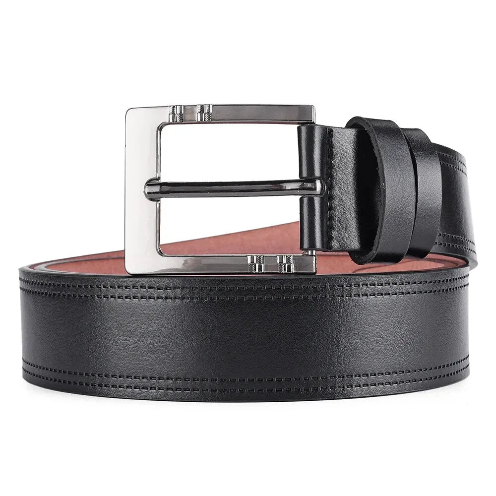 Men's casual leather belt by Showlu Fashion with high-quality cowskin and a sturdy buckle, suitable for everyday wear.