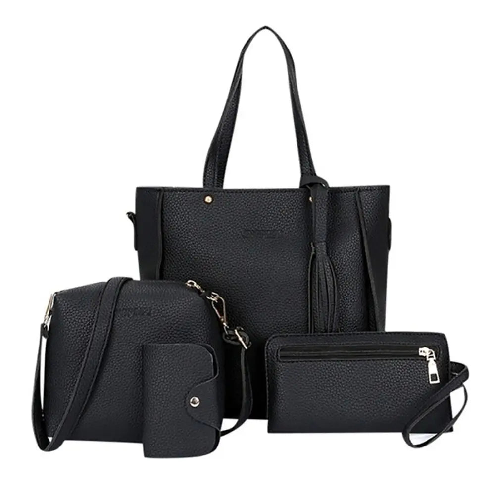 4Pcs/set Leather Crossbody Bags Women Bag Set Pattern Portable Fashion Shoulder Bags Purse Ladies PU Crossbody Bag SHOWLU FASHION STORE