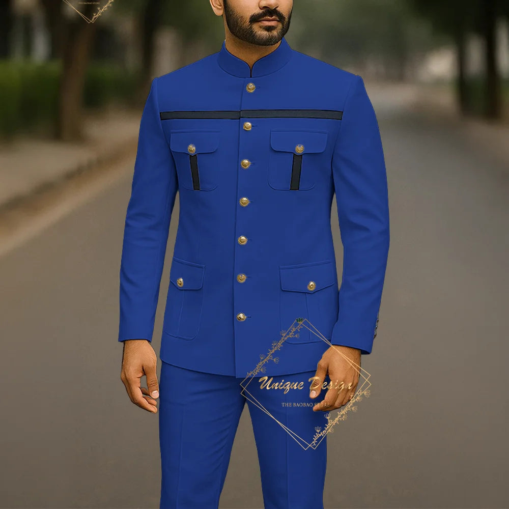 Ivory formal safari suit for men, custom-made Indian wedding groom 2-piece set with jacket and pants, slim fit party dress by Showlu Fashion