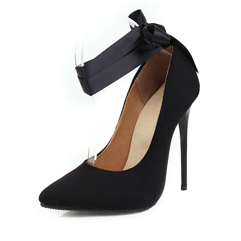 KNCOKAR women's pointed toe pumps with 12cm thin high heels, stylish party shoes in black, featuring a sleek design and elegant silhouette.