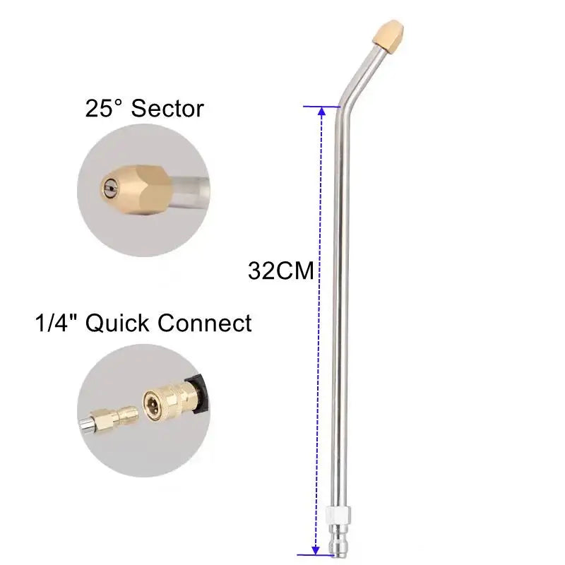 High pressure wash gun extension spray wand for power cleaning, showing a durable metal wand with a trigger and nozzle attachment