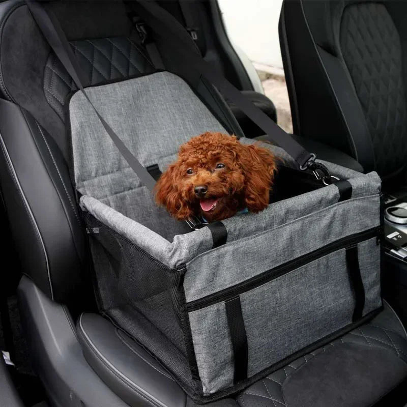 Foldable Showlu dog car seat cover hammock with safety straps, waterproof fabric, and reinforced edges for pet travel protection.