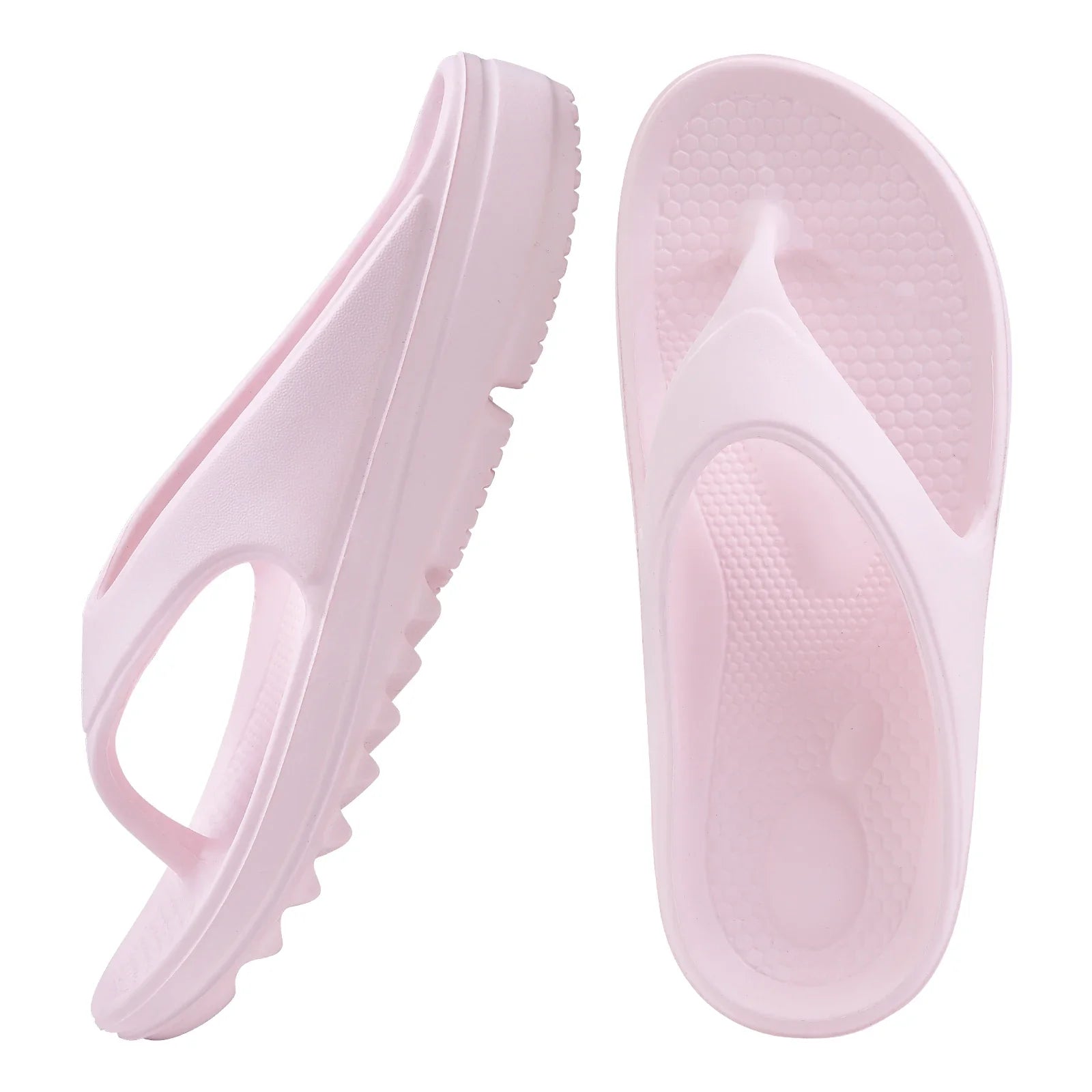 Comwarm thick sole flip flops for women with soft EVA yoga mat footbed, beach sandals with cushioned, durable design.