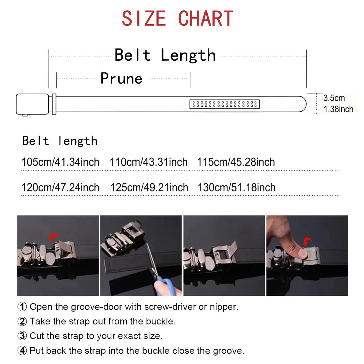 White men's belt with automatic buckle, suitable for business and casual wear, ideal gift for husband or father.