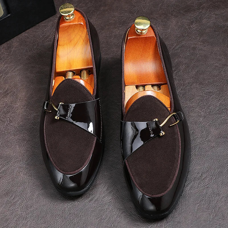 Movechain men's casual leather loafers by SHOWLU FASHION STORE with slip-on design and buckle detail, perfect for driving and everyday wear.