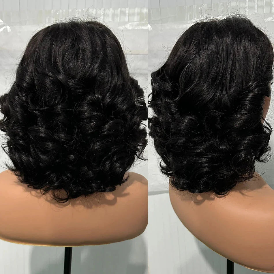 Dream Diana Bouncy Wave 5x5 Glueless Bob Wig in P4/27 Ombre human hair with natural wave and shoulder-length style.